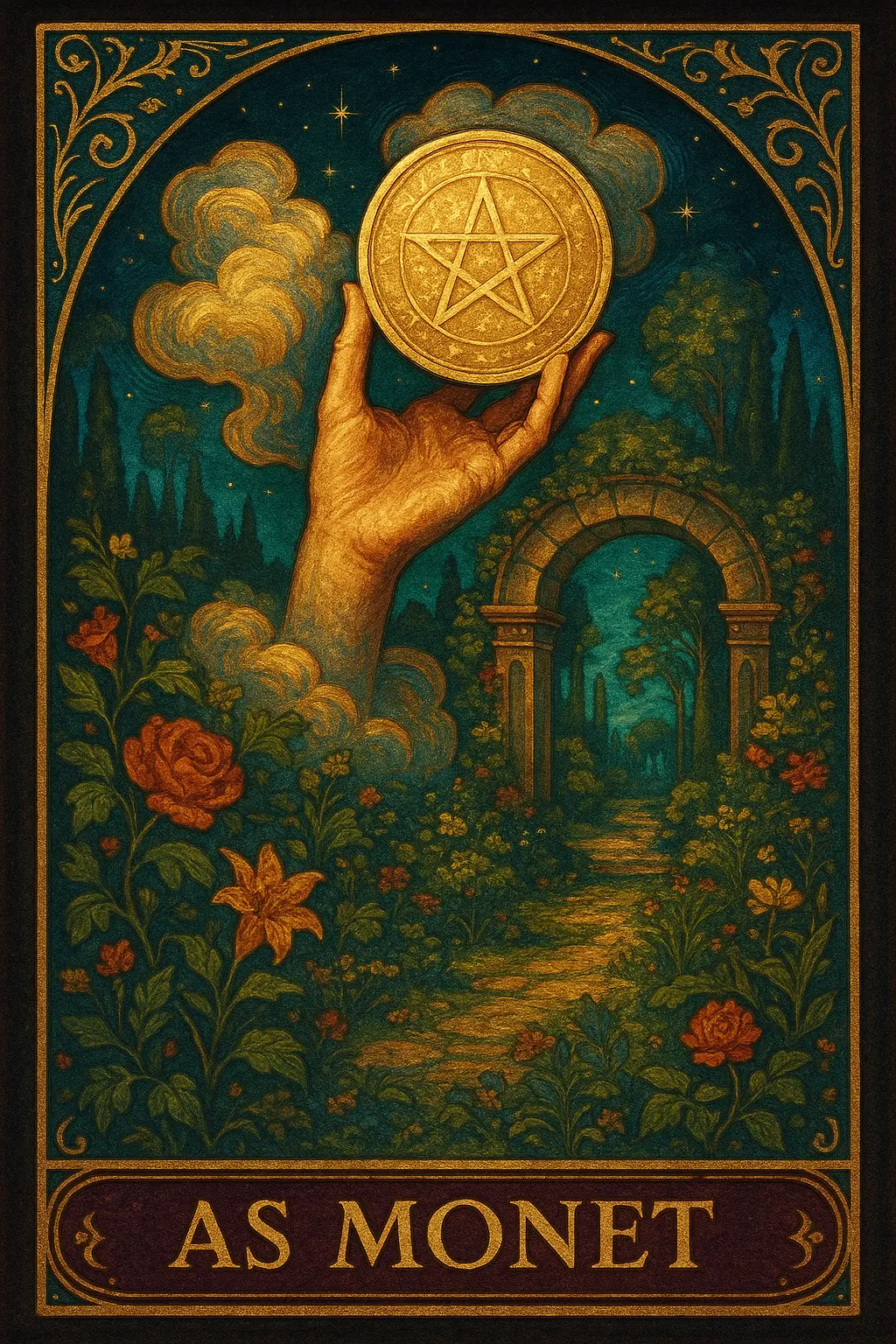 karta As Monet tarot symbolika — nasiono materialnego potencjału i prosperitu