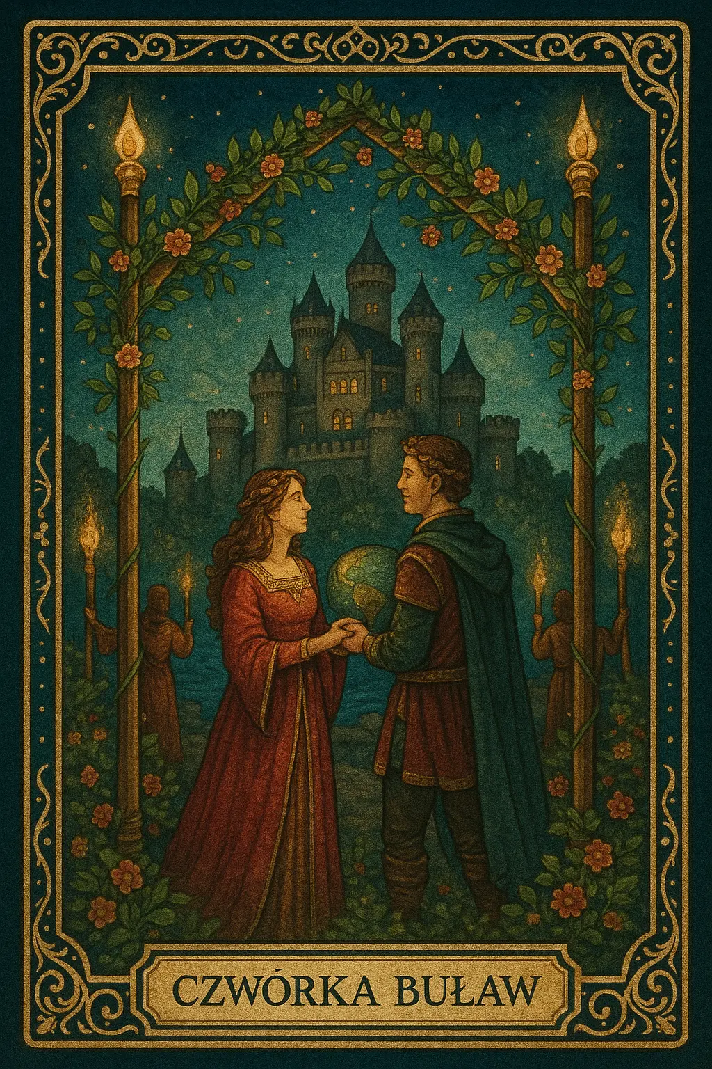 karta Czwórka Buław tarot symbolika — celebracja i harmonia domowa