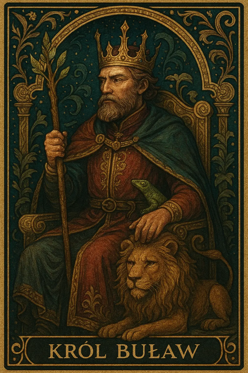 karta Król Buław tarot symbolika — wizjonerskie przywództwo i masterstwu ognia
