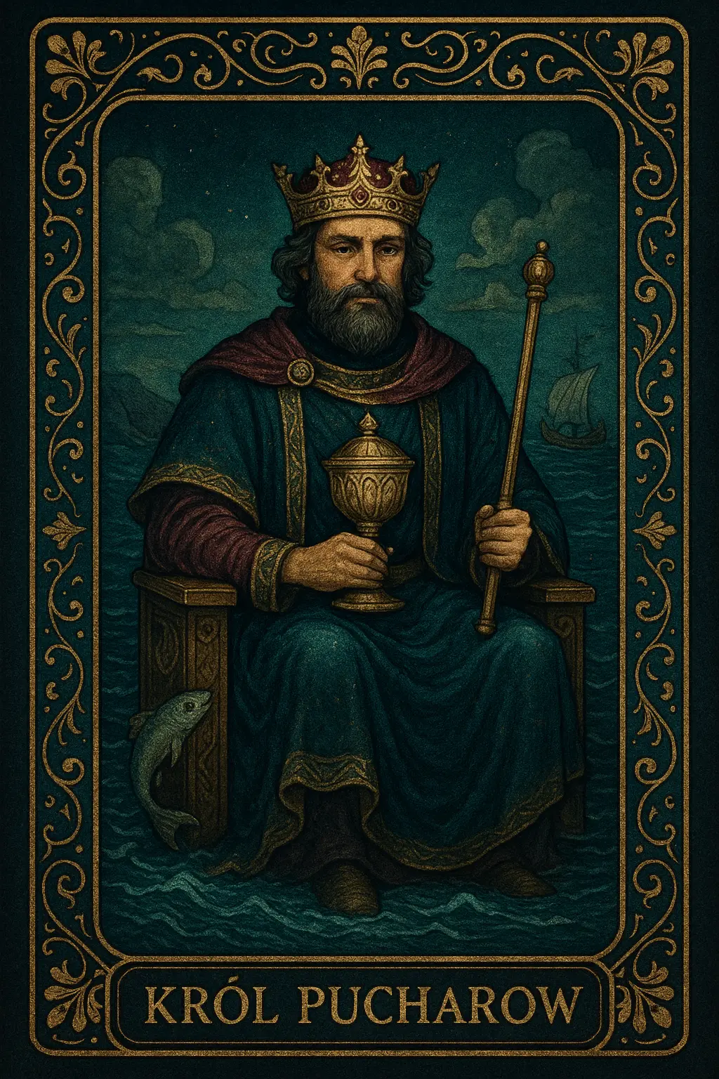 karta Król Pucharów tarot symbolika — emocjonalne masterstwu i autorytet