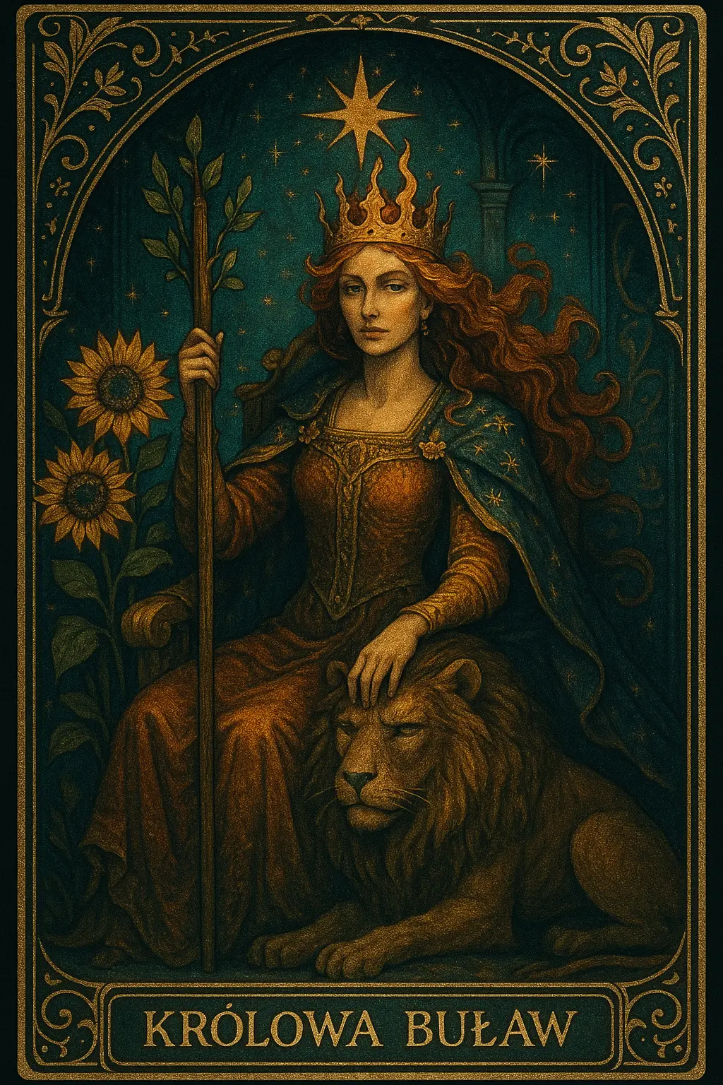 karta Królowa Buław tarot symbolika — charyzma i dojrzała twórcza moc