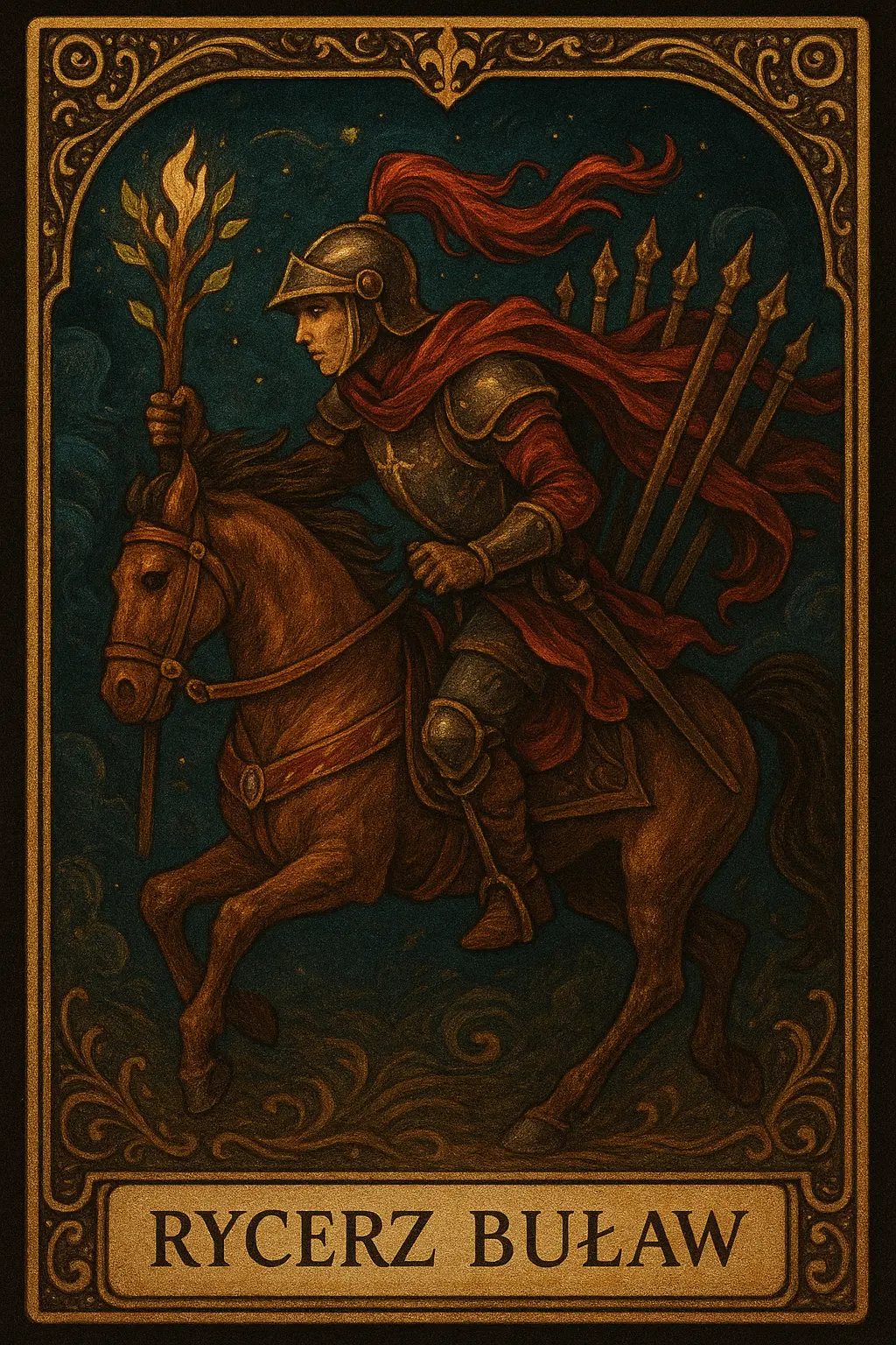 karta Rycerz Buław tarot symbolika — dynamiczne działanie i ognista energia