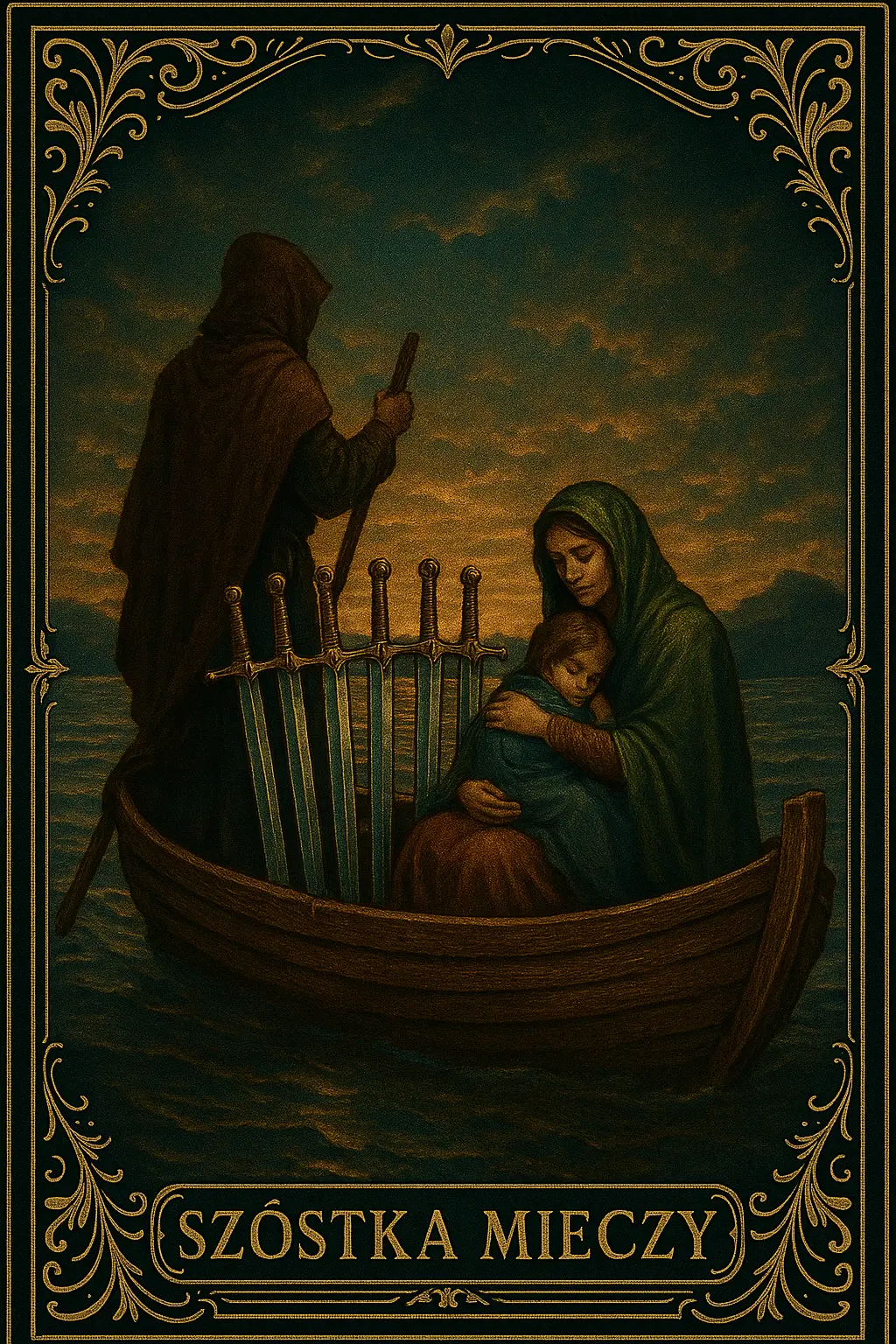 karta Szóstka Mieczy tarot symbolika — spokojne przejście i podróż ku lepszemu