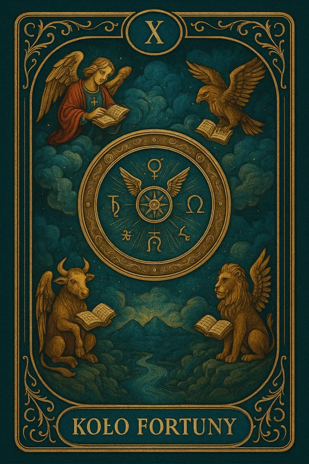 karta Koło Fortuny tarot symbolika — kosmiczne koło cyklu zmian