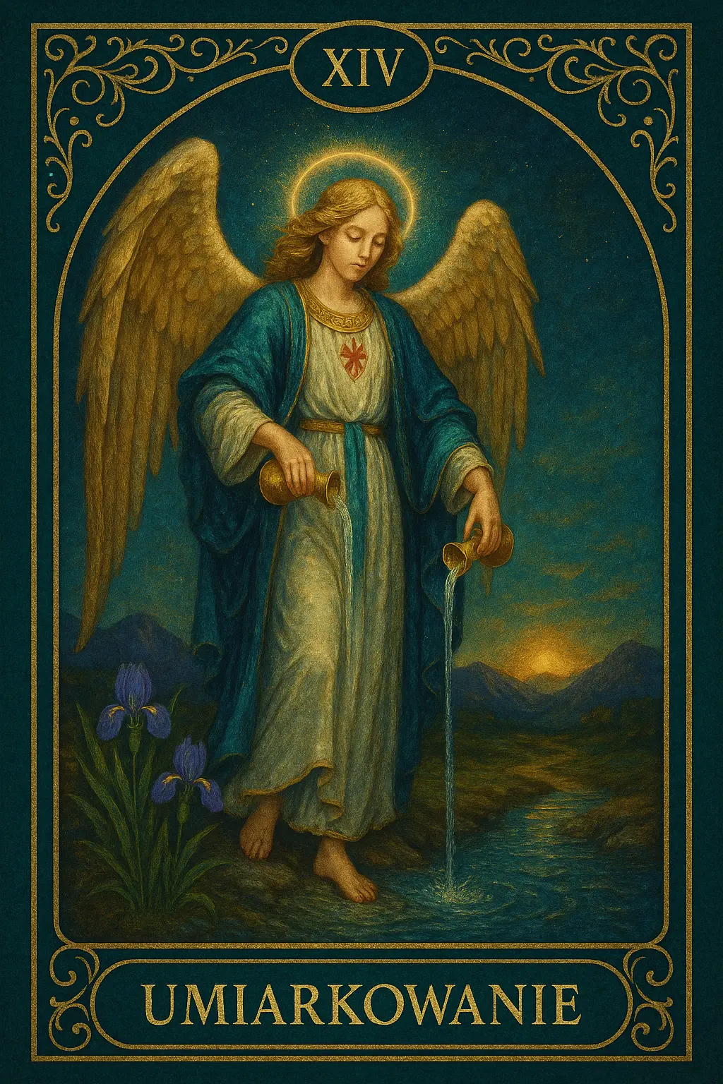 karta Umiarkowanie tarot symbolika — alchemiczny anioł