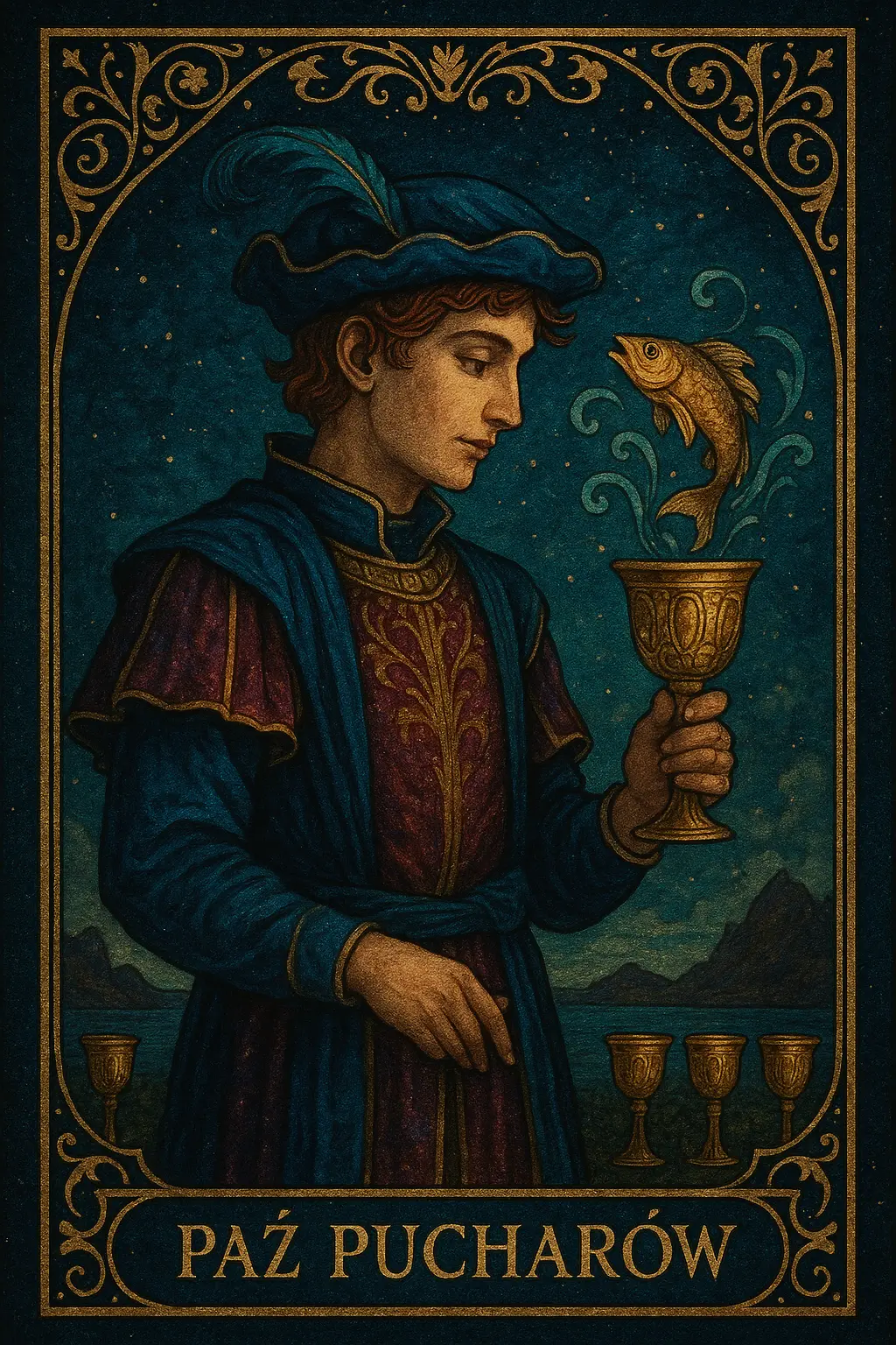 karta Paź Pucharów tarot symbolika — wrażliwa artystyczna dusza
