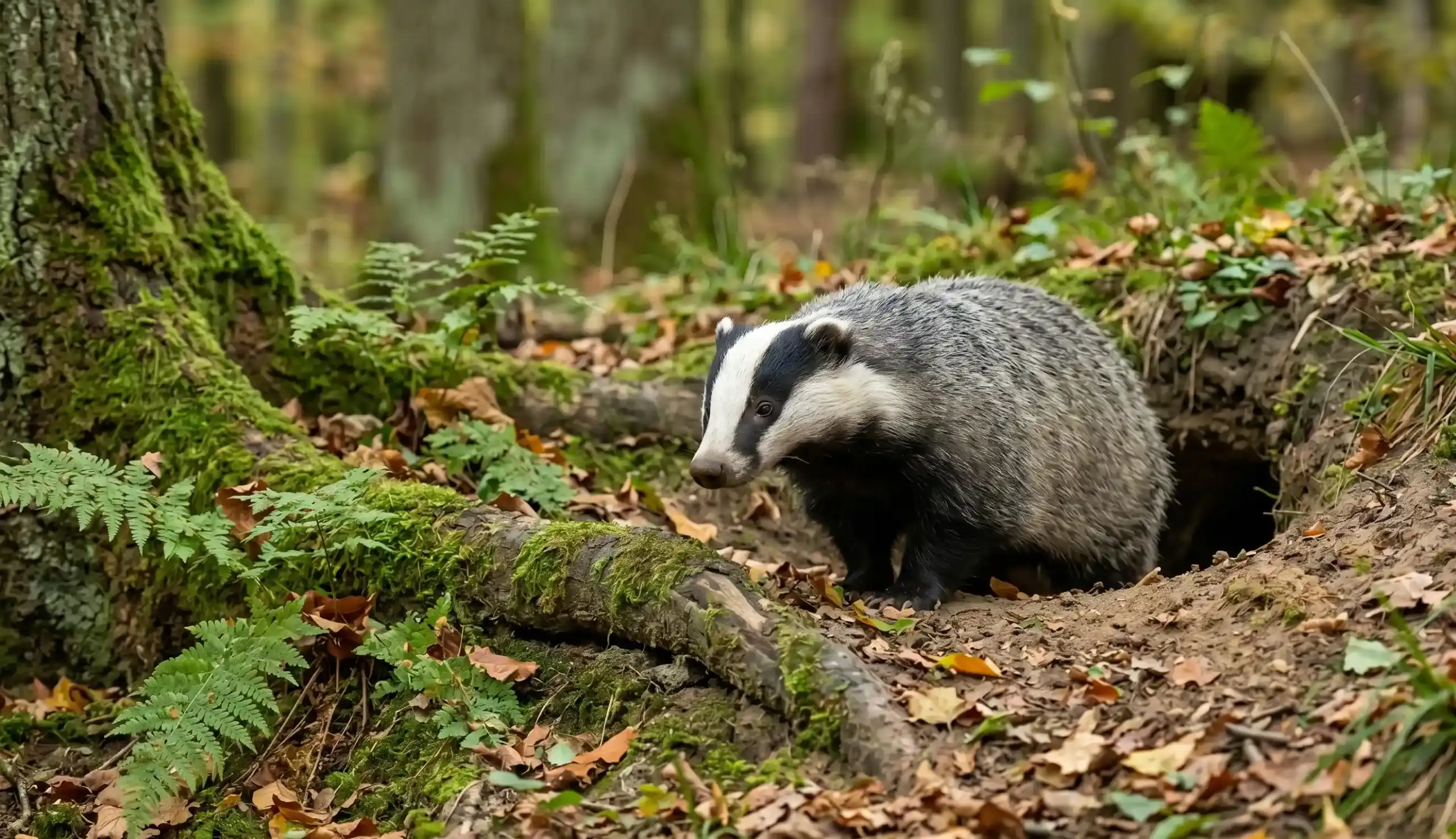 sen o borsuku symbolika leśnego zwierzęcia przy norze samotnego życia i obrony granic